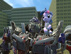 Size: 1024x768 | Tagged: safe, twilight sparkle, g4, gmod, optimus prime, transformers