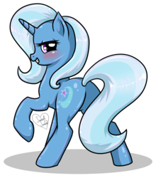 Size: 1197x1362 | Tagged: safe, artist:diigii-doll, trixie, pony, unicorn, g4, blushing, butt, female, mare, plot, simple background, solo, transparent background