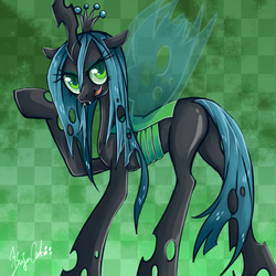 Size: 1000x1000 | Tagged: source needed, safe, artist:buzucat, queen chrysalis, changeling, changeling queen, g4, female