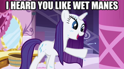 Size: 625x351 | Tagged: safe, rarity, pony, g4, the ticket master, caption, female, image macro, solo, text, wet, wet mane, wet mane rarity