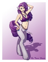 Size: 543x700 | Tagged: safe, artist:tavisharts, rarity, satyr, anthro, g4, belly button, satyrized, solo