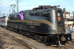 Size: 1024x672 | Tagged: artist needed, dead source, safe, twilight sparkle, pony, unicorn, g4, amtrak, electric locomotive, female, gg1, irl, locomotive, mare, pennsylvania railroad, photo, ponies in real life, train, vector