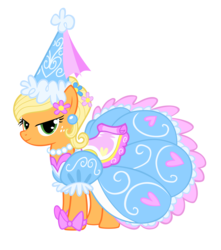 Size: 3106x3509 | Tagged: safe, artist:bl1ghtmare, applejack, earth pony, pony, g4, look before you sleep, amused, clothes, dress, female, froufrou glittery lacy outfit, happy, hennin, high res, mare, mischievous, outfit catalog, princess, princess applejack, simple background, smiling, smirk, transparent background, vector