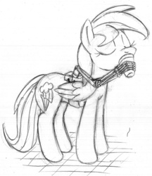 Size: 690x800 | Tagged: safe, artist:tg-0, rainbow dash, pegasus, pony, g4, augmentation, crossover, drinking, female, mare, monochrome, robotic arm, servo arm, sketch, warhammer (game), warhammer 40k