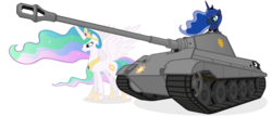 Size: 10000x4300 | Tagged: safe, artist:mrlolcats17, princess celestia, princess luna, alicorn, pony, g4, absurd resolution, jewelry, regalia, simple background, spread wings, tank (vehicle), transparent background, vector, wings