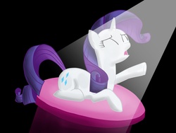 Size: 4000x3000 | Tagged: safe, artist:frostmusic, rarity, pony, unicorn, g4, black background, eyes closed, female, mare, prone, simple background, singing, solo, spotlight