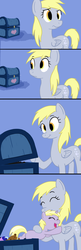 Size: 1080x3332 | Tagged: safe, artist:poniker, derpy hooves, dinky hooves, pegasus, pony, unicorn, g4, chest, comic, cute, derpabetes, dinkabetes, equestria's best daughter, equestria's best mother, female, filly, hide and seek, hug, mare