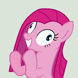 Size: 720x720 | Tagged: safe, artist:mihaaaa, pinkie pie, earth pony, pony, g4, animated, clapping, clapping ponies, contemplating insanity, derp, female, grin, insanity, pinkamena diane pie, smiling, solo