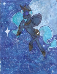 Size: 1280x1668 | Tagged: safe, artist:mikamena-diane-pony, princess luna, pony, g4, eyes closed, female, solo