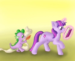 Size: 800x650 | Tagged: safe, artist:spectralpony, spike, twilight sparkle, g4