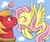 Size: 600x500 | Tagged: safe, artist:yubi, big macintosh, fluttershy, earth pony, pony, g4, blushing, cute, eyes closed, heart, larger male, male, ship:fluttermac, shipping, shyabetes, smaller female, stallion, straight