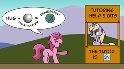 Size: 2228x1247 | Tagged: safe, artist:gogglesparks, dinky hooves, ruby pinch, g4, and that's how equestria was made, dark matter, lucy's advice booth, peanuts