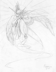 Size: 2814x3625 | Tagged: dead source, safe, artist:jackjacko-eponymous, princess celestia, g4, high res, sketch, traditional art