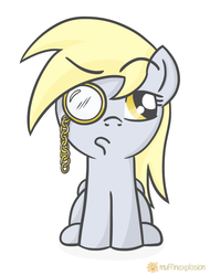Size: 912x1200 | Tagged: safe, artist:muffinexplosion, derpy hooves, pegasus, pony, g4, female, mare, monocle