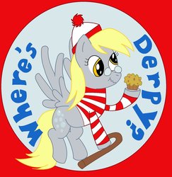 Size: 900x926 | Tagged: safe, artist:stopshot, derpy hooves, pegasus, pony, g4, clothes, cosplay, costume, crossover, female, mare, scrunchy face, waldo, where's waldo