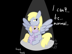 Size: 900x675 | Tagged: safe, artist:redenchilada, derpy hooves, dinky hooves, pegasus, pony, g4, crying, female, hug, mare