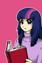 Size: 1940x2888 | Tagged: safe, artist:nya-nannu, twilight sparkle, human, g4, book, clothes, female, humanized, solo