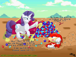 Size: 900x675 | Tagged: safe, artist:cynos-zilla, rarity, g4, crossover, funny, knuckles the echidna, male, oh no, sonic the hedgehog (series)