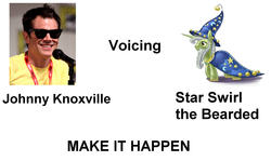 Size: 1790x1070 | Tagged: safe, star swirl the bearded, human, pony, unicorn, g4, exploitable meme, irl, irl human, johnny knoxville, make it happen, meme, meta, photo