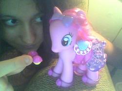 Size: 640x480 | Tagged: safe, pinkie pie, human, pony, g4, cupcake, fashion style, irl, irl human, photo, toy