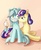 Size: 1077x1300 | Tagged: safe, artist:lexx2dot0, bon bon, lyra heartstrings, sweetie drops, earth pony, pony, unicorn, g4, drill horn, duo, duo female, eating, female, food, horn, ice cream, ice cream cone, lesbian, licking, magic, mare, messy eating, ship:lyrabon, shipping, tongue out