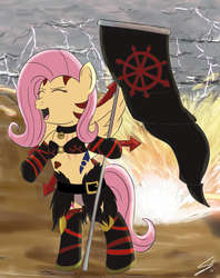 Size: 2400x3026 | Tagged: safe, artist:unicornsketch, fluttershy, g4, chaos, chaos (warhammer 40k), chaos undivided, cultist chan, high res, kay-oss, parody, warhammer (game), warhammer 40k