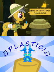 Size: 1500x2000 | Tagged: safe, artist:klystron2010, daring do, pegasus, pony, g4, arrgh!, comic, parody, plastic, sapphire statue, spongebob squarepants, statue