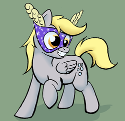 Size: 550x535 | Tagged: safe, artist:ambrosebuttercrust, derpy hooves, pegasus, pony, g4, duo, female, mare, mask