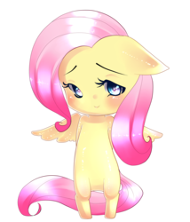 Size: 3000x3500 | Tagged: safe, artist:salamiasami, fluttershy, anthro, unguligrade anthro, g4, ambiguous facial structure, chibi, high res, solo