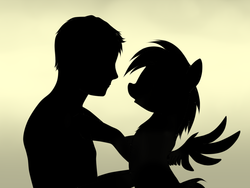 Size: 800x600 | Tagged: safe, artist:rainbow, rainbow dash, human, pony, g4, silhouette, wallpaper