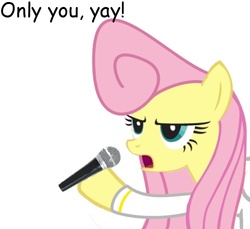 Size: 500x458 | Tagged: artist needed, source needed, safe, fluttershy, pegasus, pony, g4, elvis presley, meme, microphone, pompadour, solo, yay
