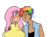 Size: 809x595 | Tagged: safe, artist:girafficorn, fluttershy, rainbow dash, human, g4, clothes, female, humanized, simple background, transparent background