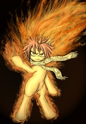 Size: 1843x2657 | Tagged: safe, artist:alcor, dracony, pony, unicorn, bipedal, clothes, fairy tail, natsu dragneel, scarf, solo