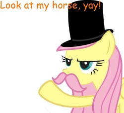Size: 500x458 | Tagged: safe, fluttershy, g4, amazing horse, british, facial hair, hat, meme, moustache, top hat, yay