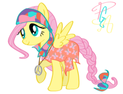 Size: 1280x984 | Tagged: dead source, safe, artist:pa0oliitahw, fluttershy, pegasus, pony, g4, 60's fashion, 60s, alternate hairstyle, headband, hippie, hippieshy, simple background, transparent background