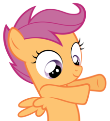 Size: 3000x3300 | Tagged: safe, artist:reginault, scootaloo, pegasus, pony, g4, ponyville confidential, season 2, bipedal, cute, cutealoo, female, high res, hooves out, looking down, simple background, solo, transparent background, vector