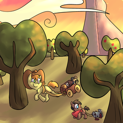 Size: 2000x2000 | Tagged: safe, artist:ponygoggles, braeburn, full steam, promontory, g4, colt, high res