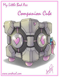 Size: 550x711 | Tagged: safe, artist:amelie-ami-chan, oc, oc only, oc:companion pony, pony, robot, robot pony, companion cube, ponified, portal (valve)