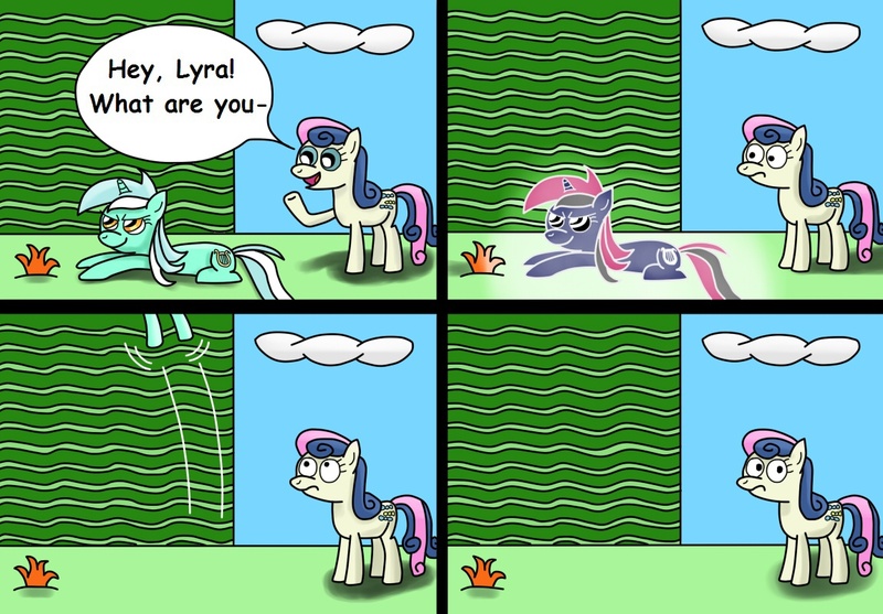 85886 - safe, artist:thesneider, bon bon, lyra heartstrings, sweetie drops,  g4, comic, commentary, glowing, jumping, looking at you, parody, pony poki  panic, reference, super mario bros., super mario bros. 2 - Derpibooru