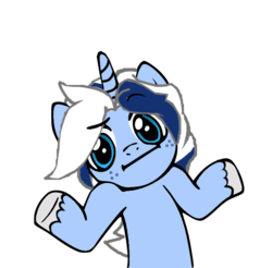 Size: 687x675 | Tagged: safe, artist:velvetbluedragon, oc, oc only, :i, looking at you, musician, shrug, shrugpony