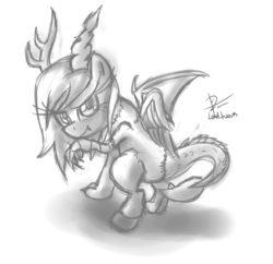 Size: 2545x2461 | Tagged: safe, artist:leadhooves, discord, g4, adoreris, cute, eris, high res, monochrome, rule 63, rule63betes, sketch, young