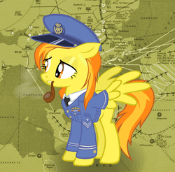 Size: 813x799 | Tagged: safe, artist:colorcopycenter, spitfire, pegasus, pony, g4, alternate hairstyle, clothes, raf, royal air force, show accurate, solo, uniform, world war ii