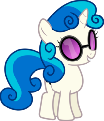 Size: 7715x9001 | Tagged: safe, artist:uxyd, dj pon-3, sweetie belle, vinyl scratch, pony, unicorn, g4, absurd resolution, female, filly, glasses, hooves, horn, simple background, smiling, solo, sunglasses, teeth, transparent background, vector, younger