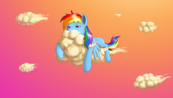 Size: 1920x1080 | Tagged: safe, artist:poniker, rainbow dash, pony, g4, cloud, cloudy, solo