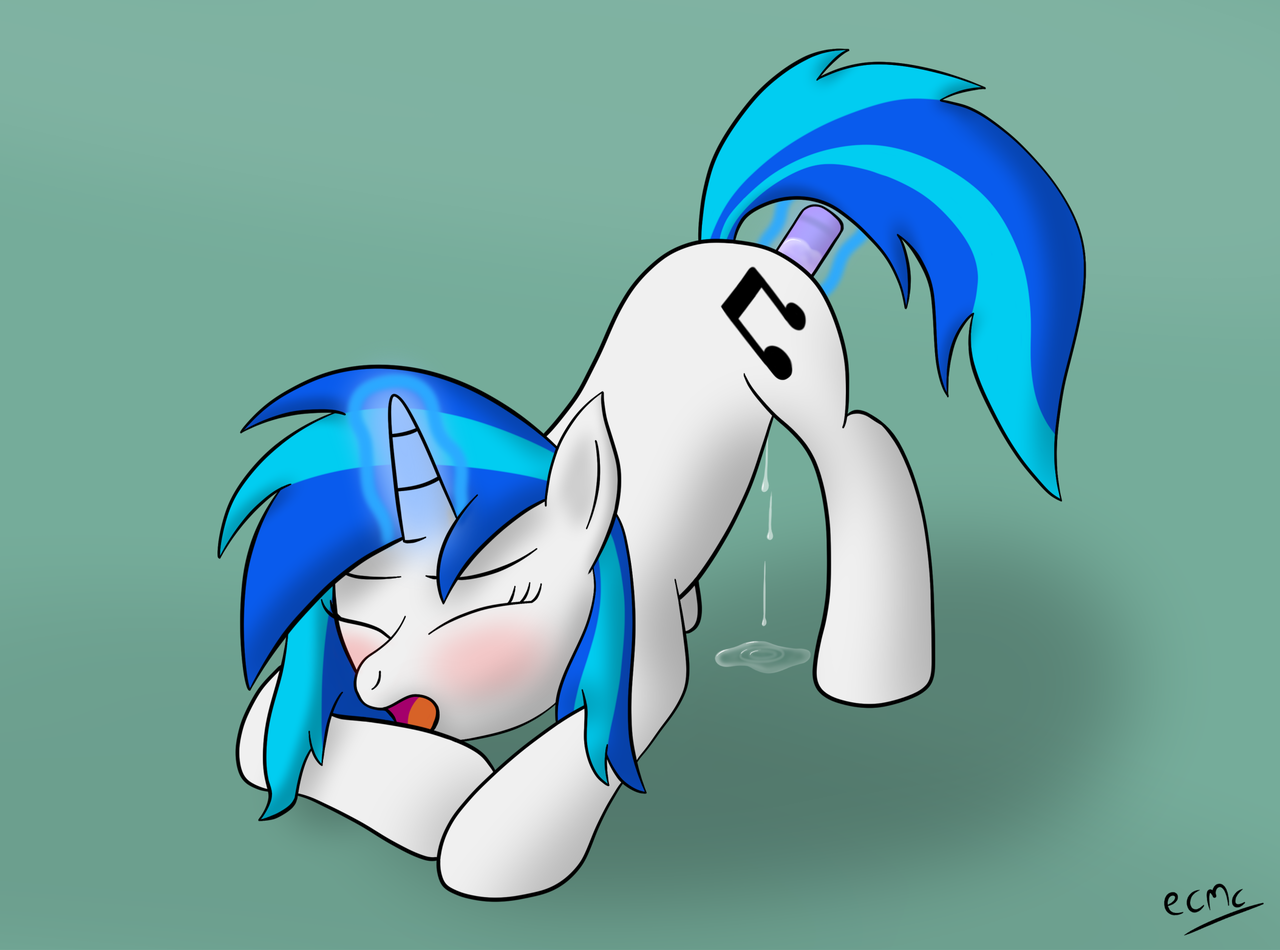 explicit, artist:ecmc, dj pon-3, vinyl scratch, <b>pony</b>, g4, blushing, dildo, ...