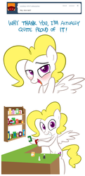 Size: 447x927 | Tagged: safe, artist:willdrawforfood1, surprise, pegasus, pony, ask surprise, g1, g4, ask, blushing, breasts, g1 to g4, generation leap, grin, lidded eyes, simple background, smiling, spice, spread wings, talking to viewer, visual gag, white background, wings
