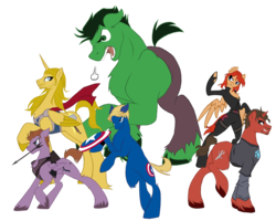 Size: 1280x1024 | Tagged: safe, artist:fluffomaru, avengers, ponified, simple background, transparent background