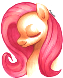 Size: 970x1207 | Tagged: safe, artist:moozua, fluttershy, pony, g4, bust, female, portrait, simple background, solo, white background