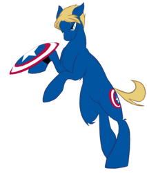 Size: 1673x1963 | Tagged: safe, artist:fluffomaru, earth pony, pony, avengers, captain america, male, ponified, solo, stallion, tail