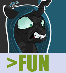 Size: 498x552 | Tagged: safe, queen chrysalis, changeling, changeling queen, g4, female, image macro, meta, reaction image, solo